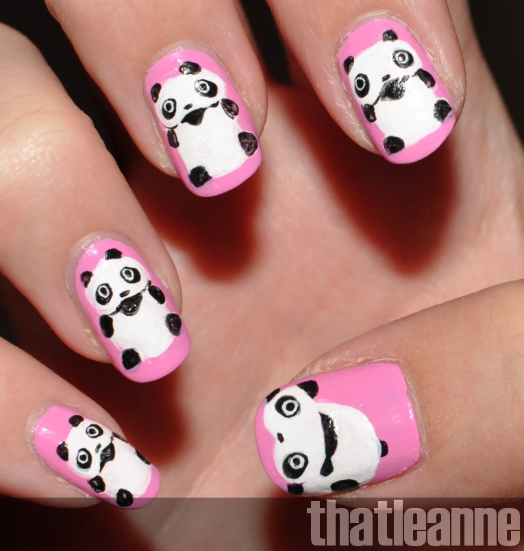 Panda Nail Art
 thatleanne Tare panda nail art