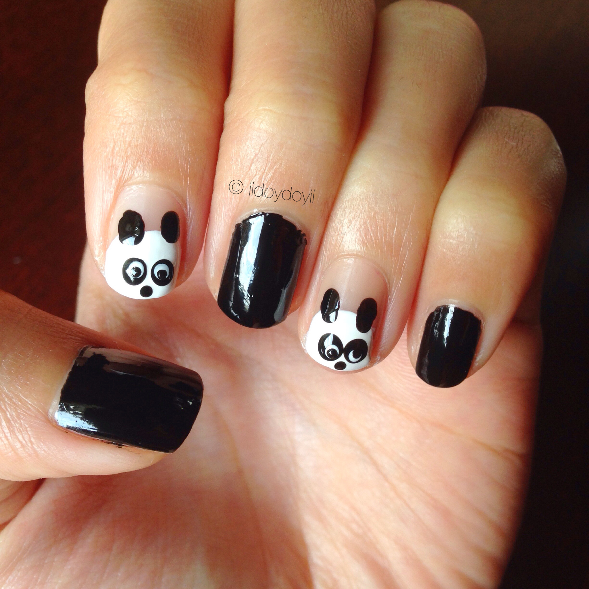 Panda Nail Art
 Manicure Monday Panda Nails