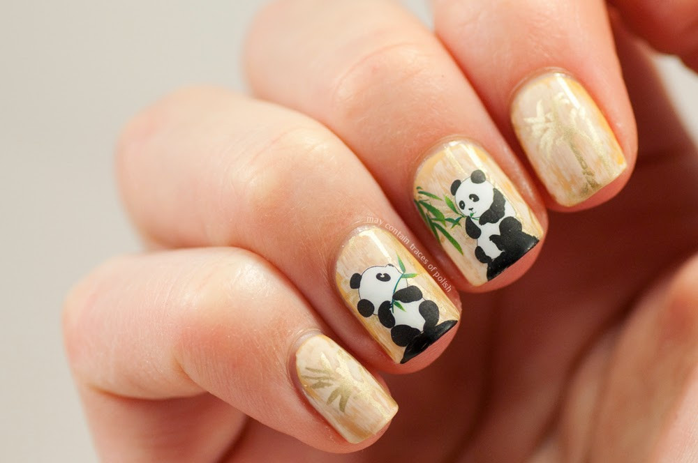 Panda Nail Art
 Panda and bamboo nail art May contain traces of polish