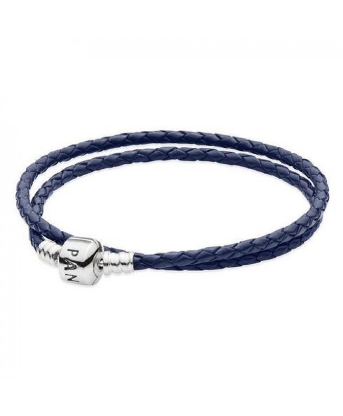 Pandora Leather Bracelet Sale
 Pandora Dark Blue Braided Double Leather Bracelet Sale line