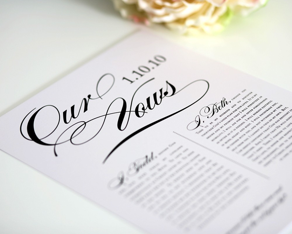 Paper Wedding Anniversary Gift Ideas
 Custom Wedding Vows First Anniversary Gift for Him Paper