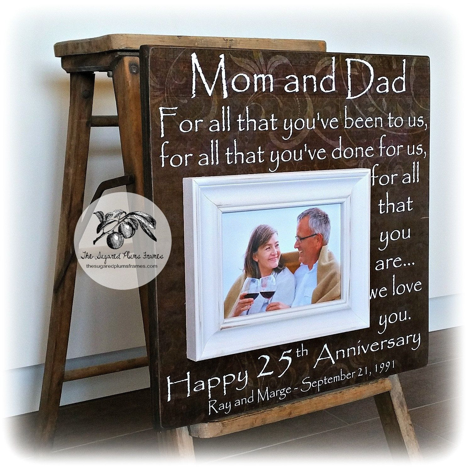 Parents Gifts For Wedding
 25th Anniversary Gifts for Parents Silver Anniversary