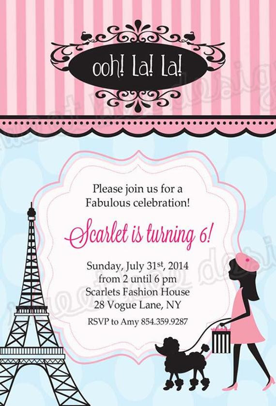 Paris Birthday Invitations
 Paris Birthday Invitation French Birthday Party Invitation