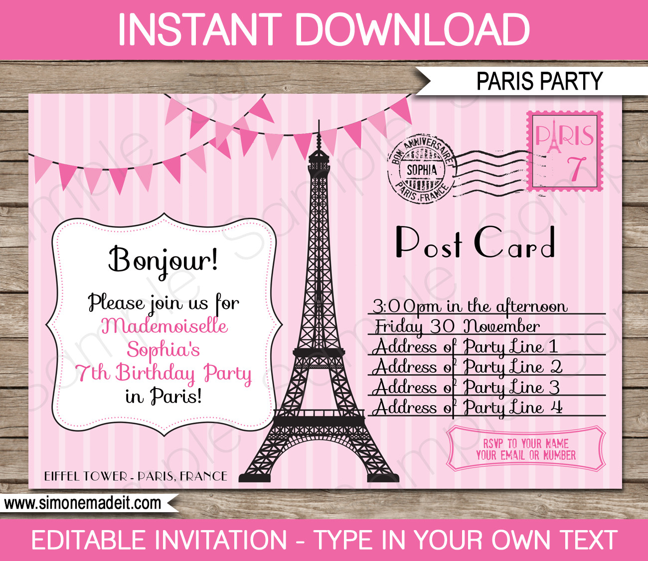 Paris Birthday Invitations
 Paris Party Invitations Template