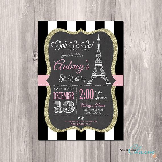 Paris Birthday Invitations
 Paris Birthday Invitation Printable Paris by StyleswithCharm