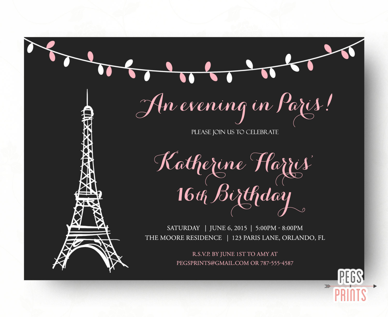 Paris Birthday Invitations
 Paris Sweet 16 Birthday Invitations Printable Paris Theme