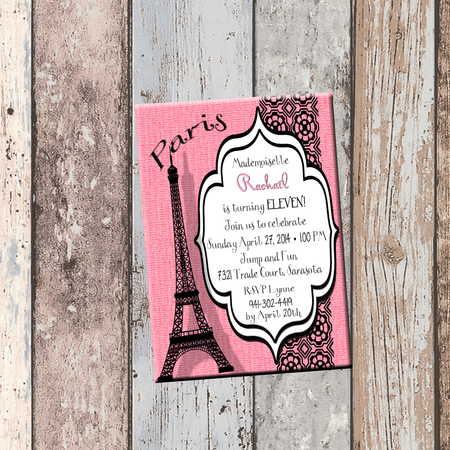 Paris Birthday Invitations
 Paris Eiffel Tower Personalized Birthday Invitation 1