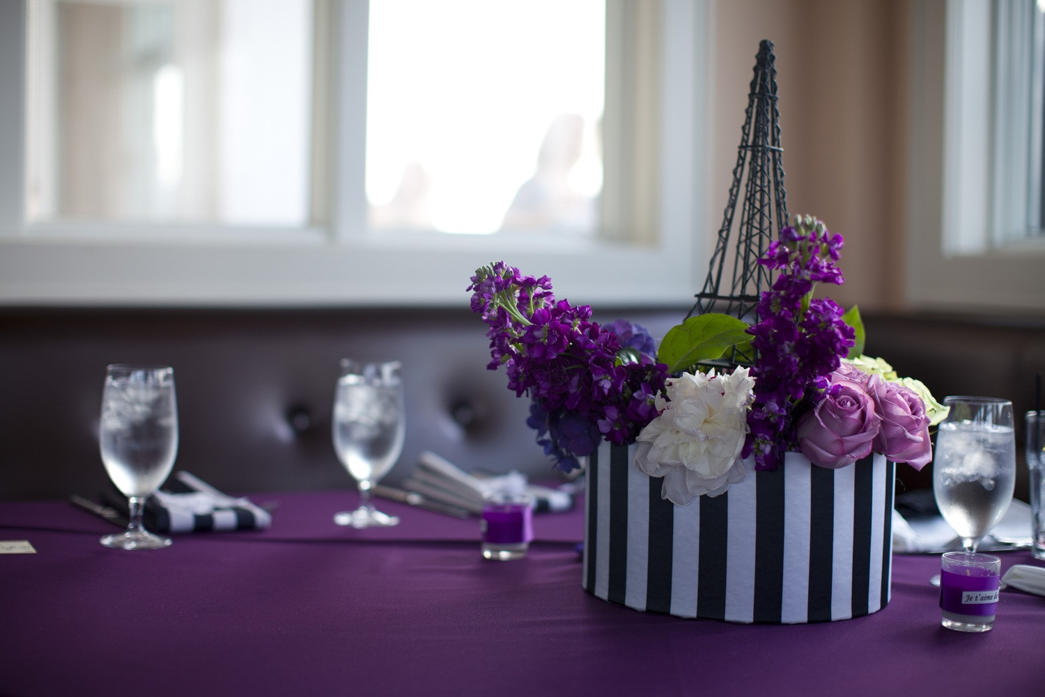 Paris Themed Wedding
 Purple and ivory Paris themed wedding elegant floral