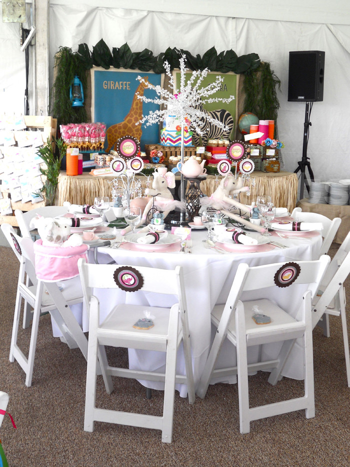 Party Centers For Kids
 Operation Shower "Girly Safari Tea Party" Table Details