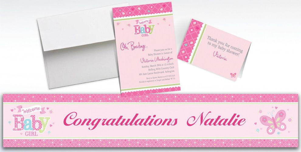 Party City Custom Baby Shower Invitations
 Custom Wel e Little e Girl Baby Shower Invitations