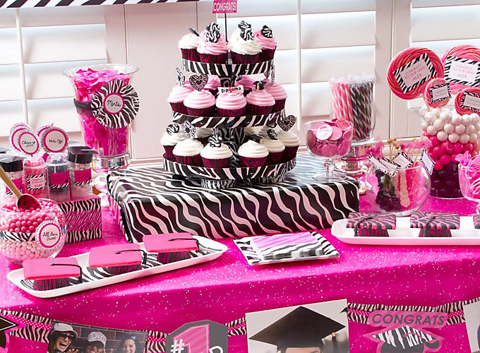 Party City Graduation Ideas
 Pink and Zebra Graduation Dessert Ideas