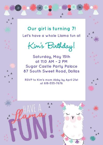 Party City Invitations Birthday
 Custom Llama Fun Birthday Invitations