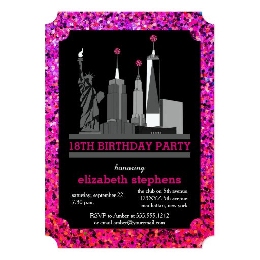 Party City Invitations Birthday
 New York City Skyline 18th Birthday Party 5x7 Paper