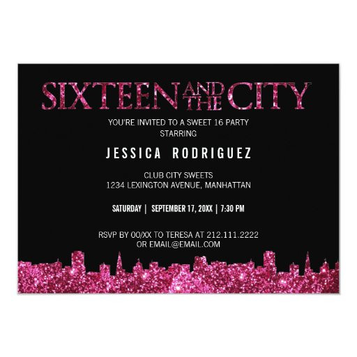 Party City Invitations Birthday
 Sweet Sixteen and The City Sweet 16 Birthday Party 5x7