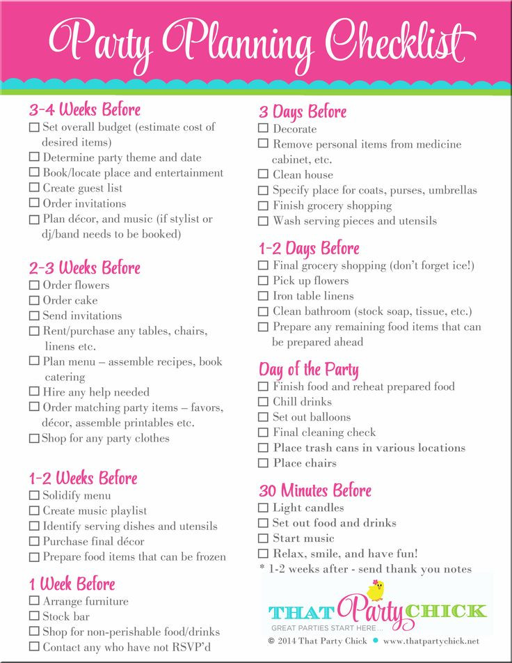 Party Plan For Kids
 Party Planning Checklist … With images