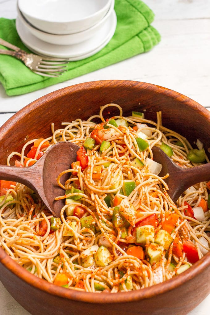 Pasta Salad With Italian Dressing And Cucumbers
 Classic spaghetti salad Family Food on the Table