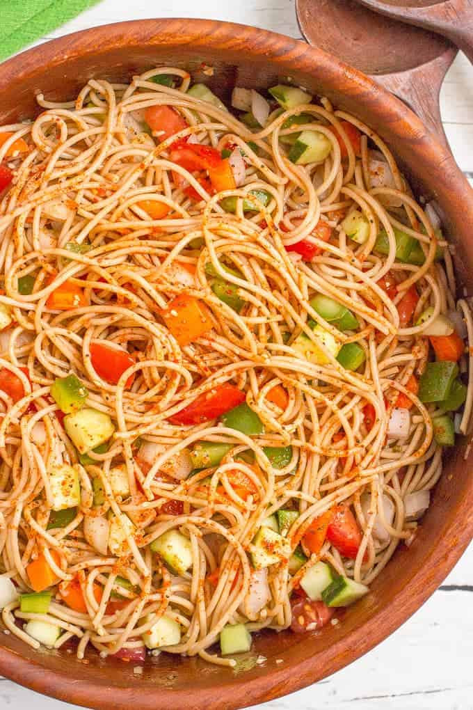 Pasta Salad With Italian Dressing And Cucumbers
 Classic spaghetti salad Family Food on the Table