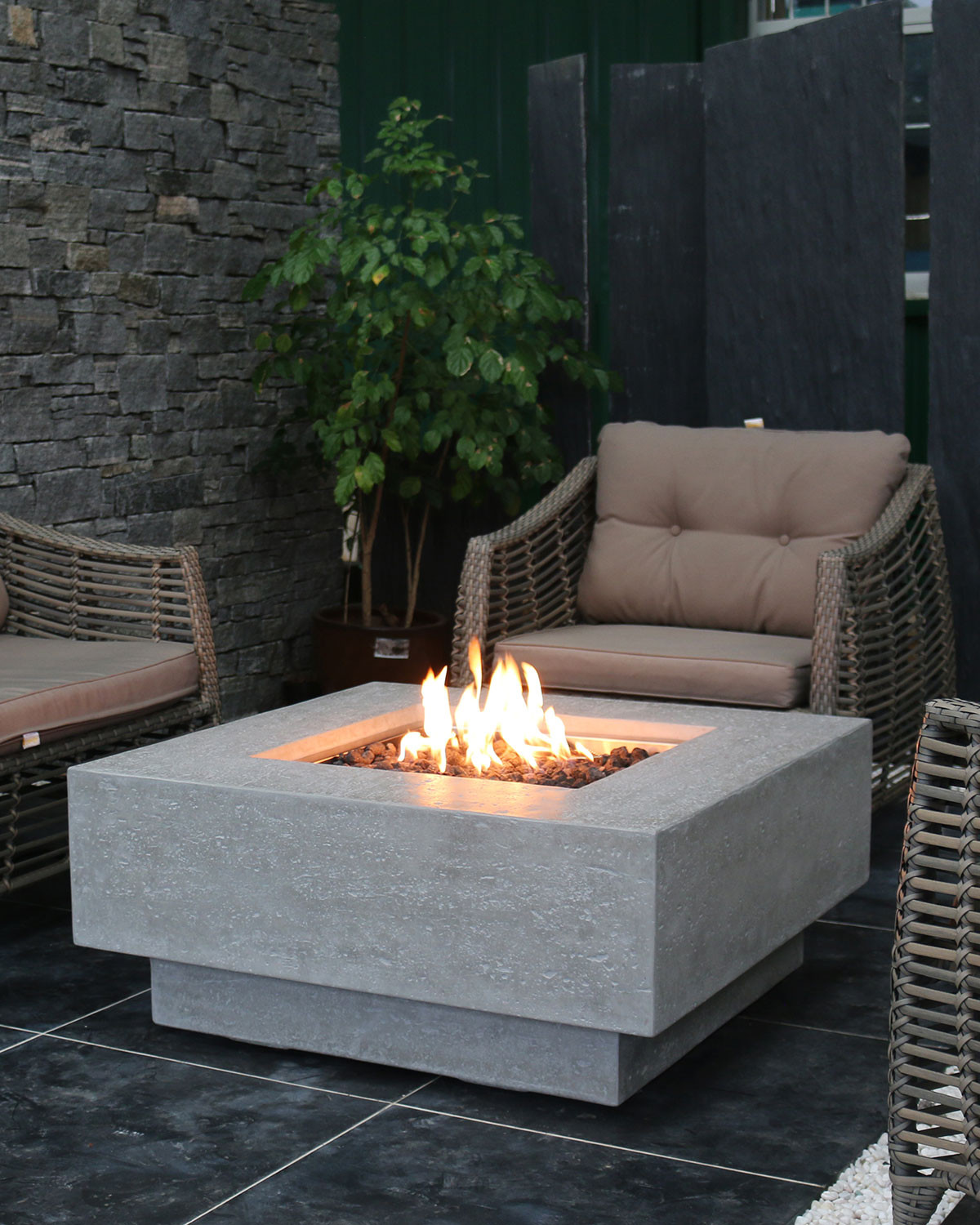 Patio Table With Fire Pit
 Elementi Manhattan Outdoor Fire Pit Table with Natural Gas