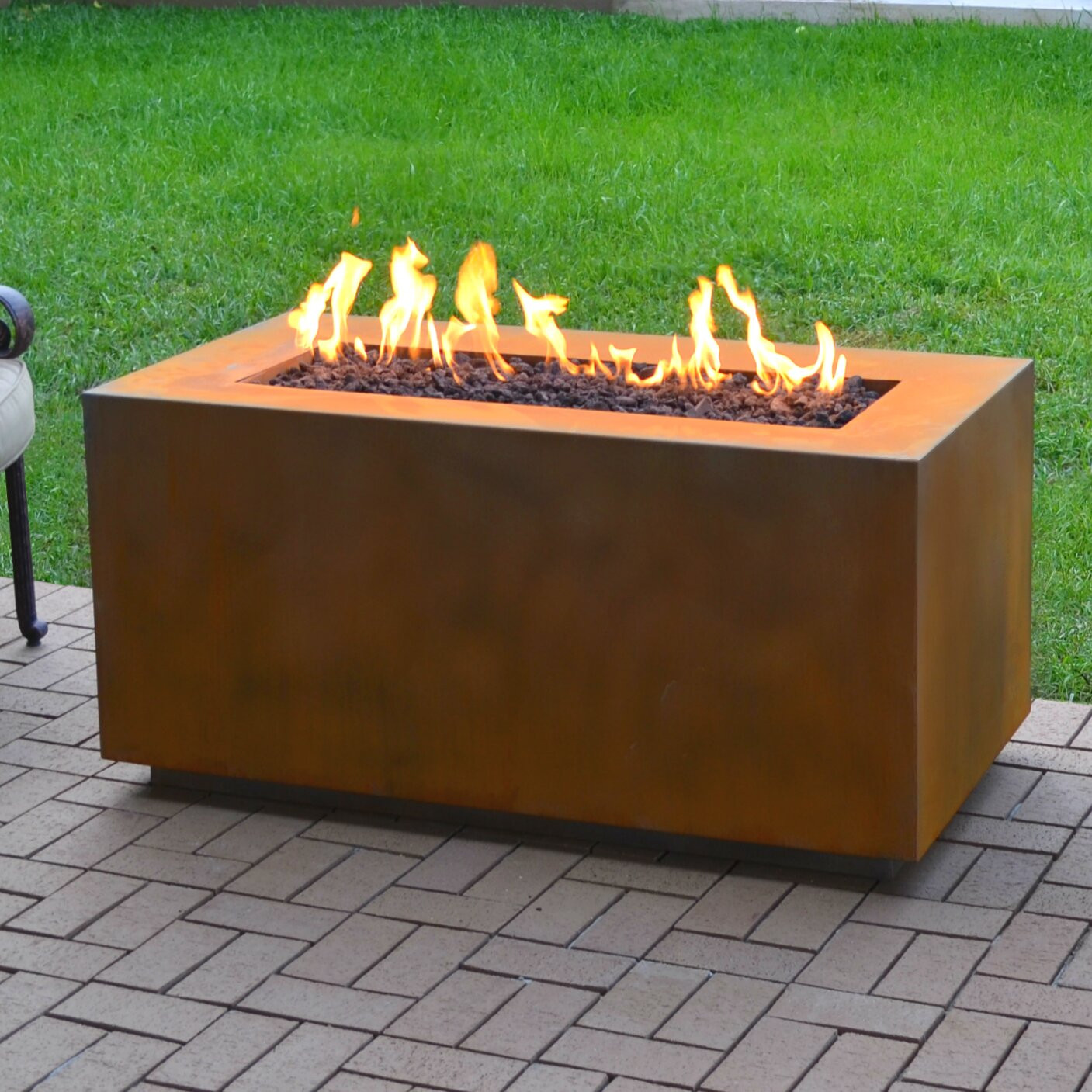 Patio Table With Fire Pit
 The Outdoor Plus Corten Steel Propane Fire Pit Table