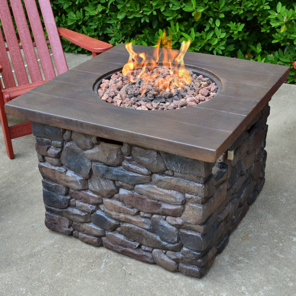 Patio Table With Fire Pit
 Tortuga Outdoor Yosemite Faux Wood Stone Propane Fire Pit