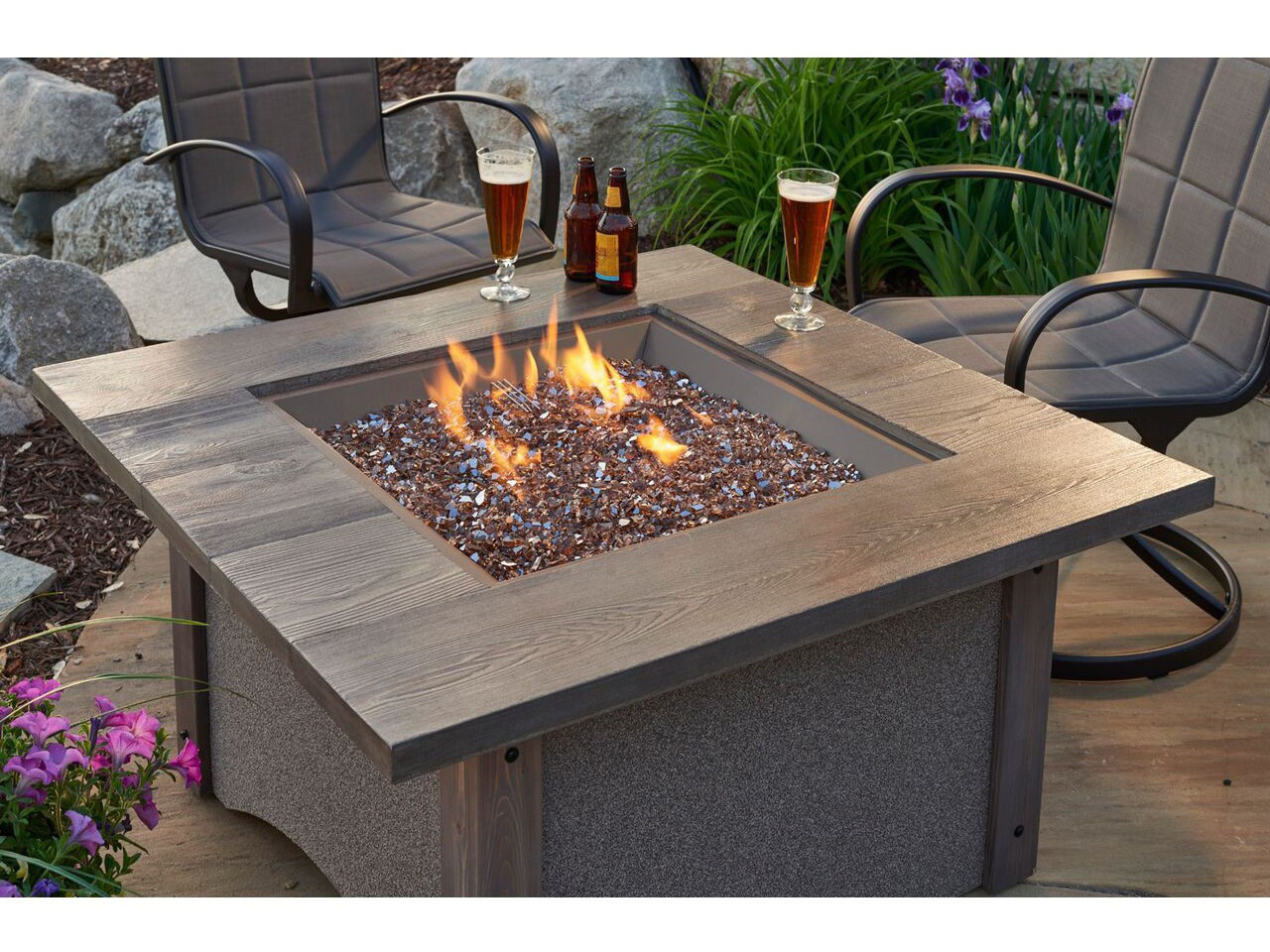 Patio Table With Fire Pit
 Outdoor GreatRoom Pine Ridge Square Fire Pit Table with