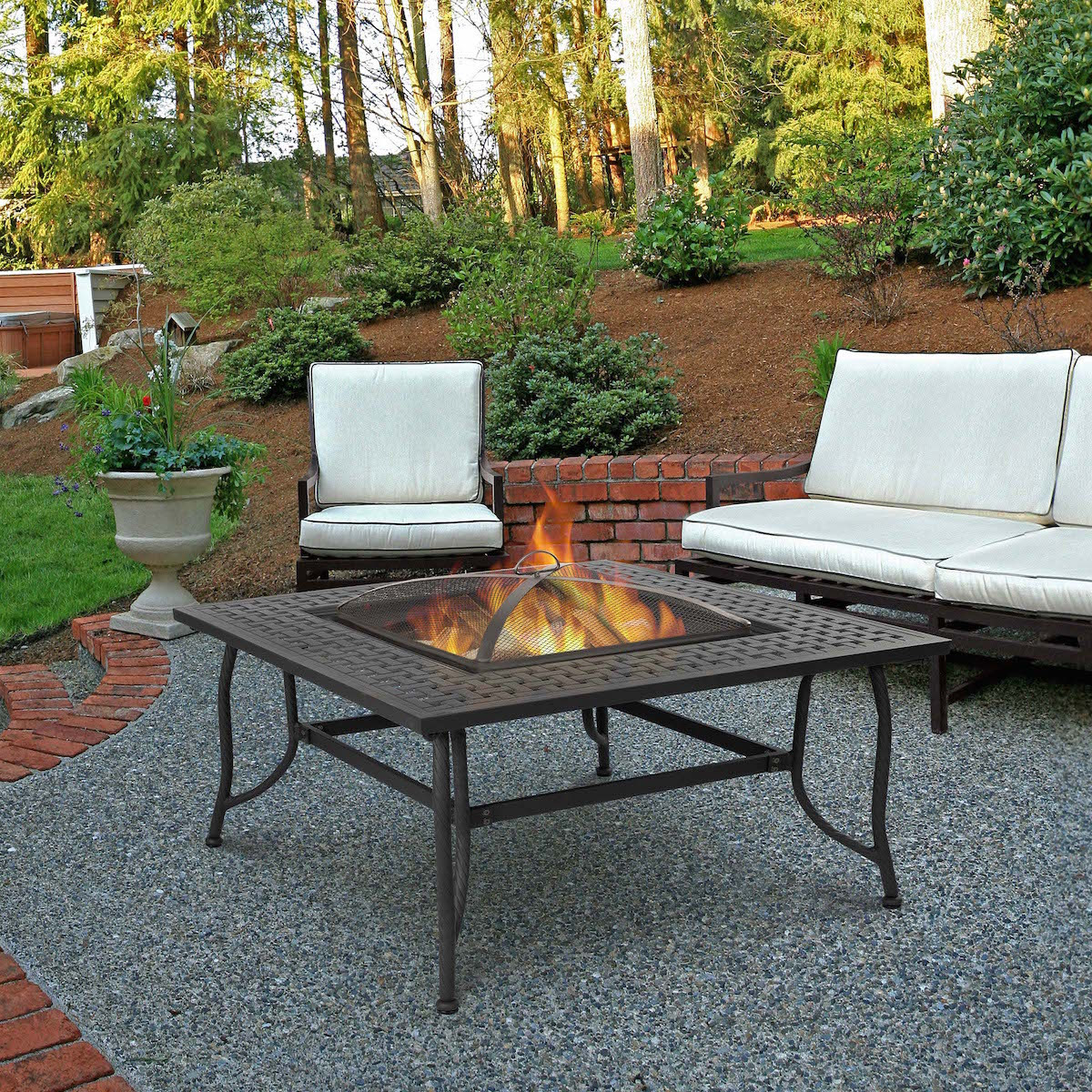 Patio Table With Fire Pit
 Real Flame Chelsea Wood Burning Outdoor Fire Pit Table