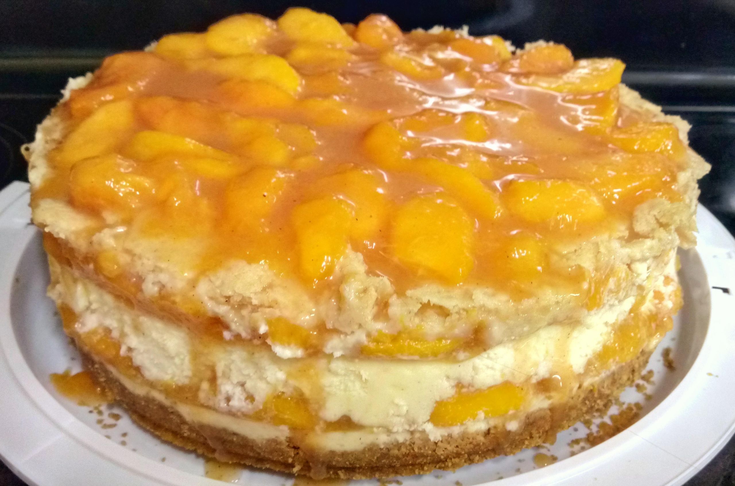 Peach Cobbler Cheesecake
 Peach Cobbler Cheesecake with fresh mountain peaches