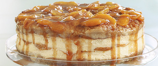 Peach Cobbler Cheesecake
 Peach Cobbler Cheesecake with Pretzel Crisps Pie Crust