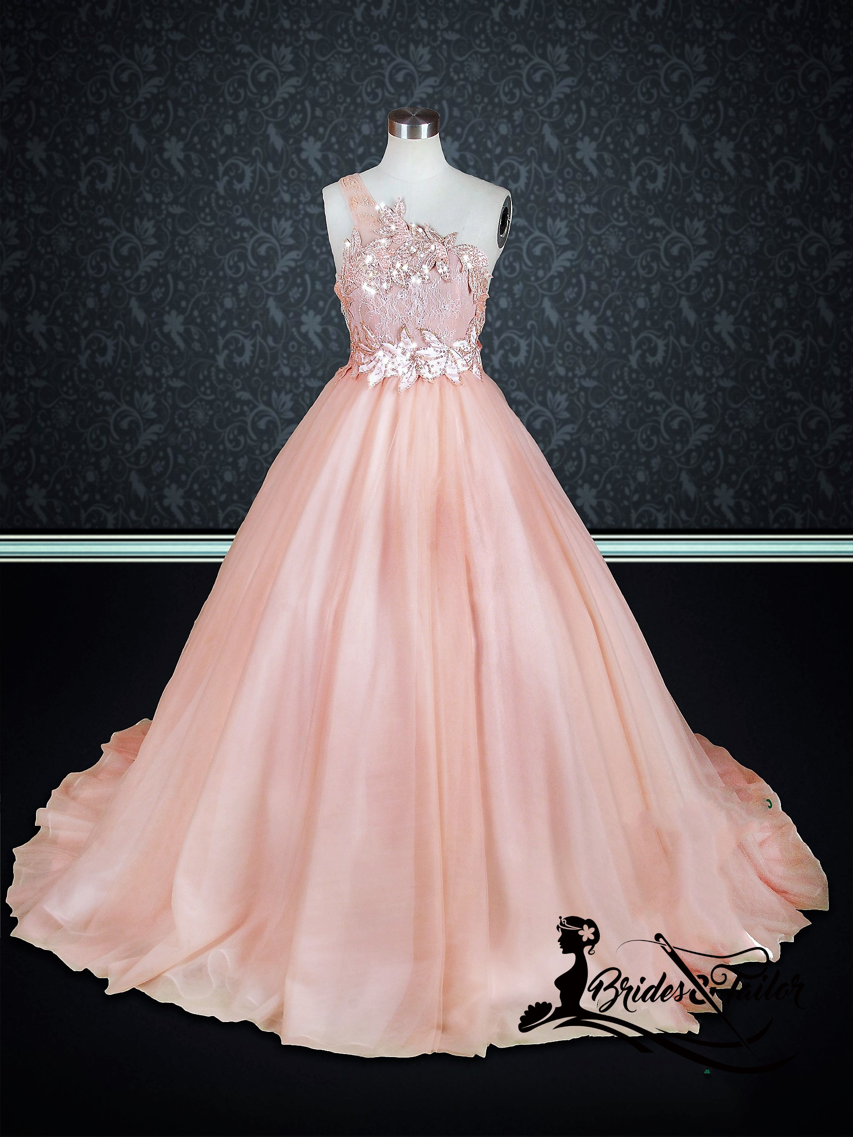 peach wedding dress