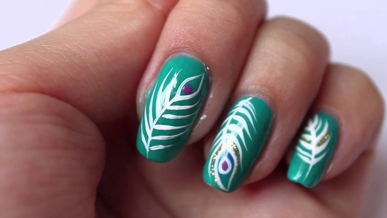 Peacock Feather Nail Art
 Peacock Feather Nail Art