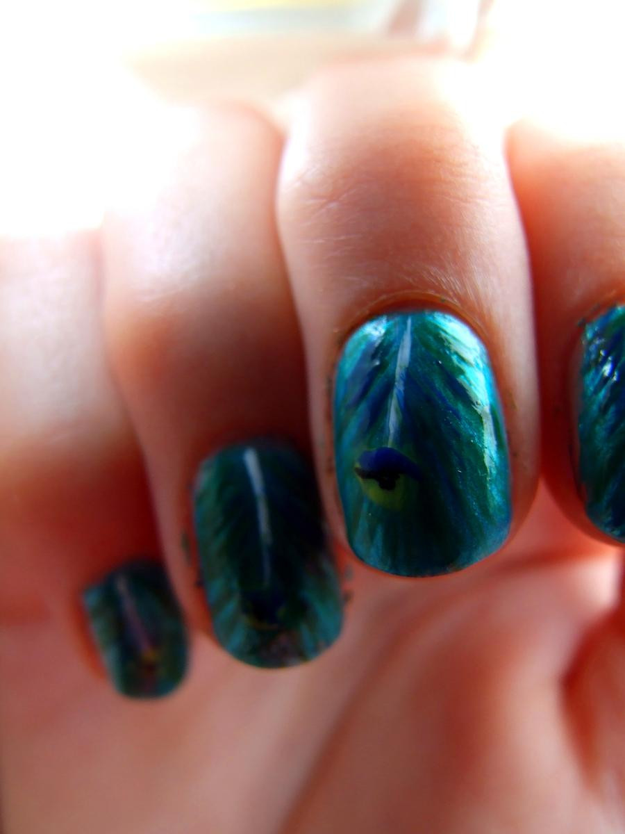 Peacock Feather Nail Art
 Peacock Feather Nails by barkingmadcaz on DeviantArt