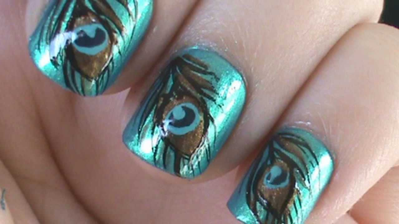 Peacock Feather Nail Art
 Peacock Feather Nail Art