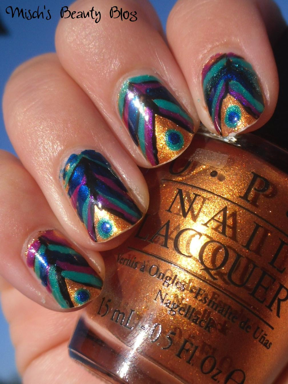 Peacock Feather Nail Art
 Misch s Beauty Blog NOTD October 6th Peacock Feather