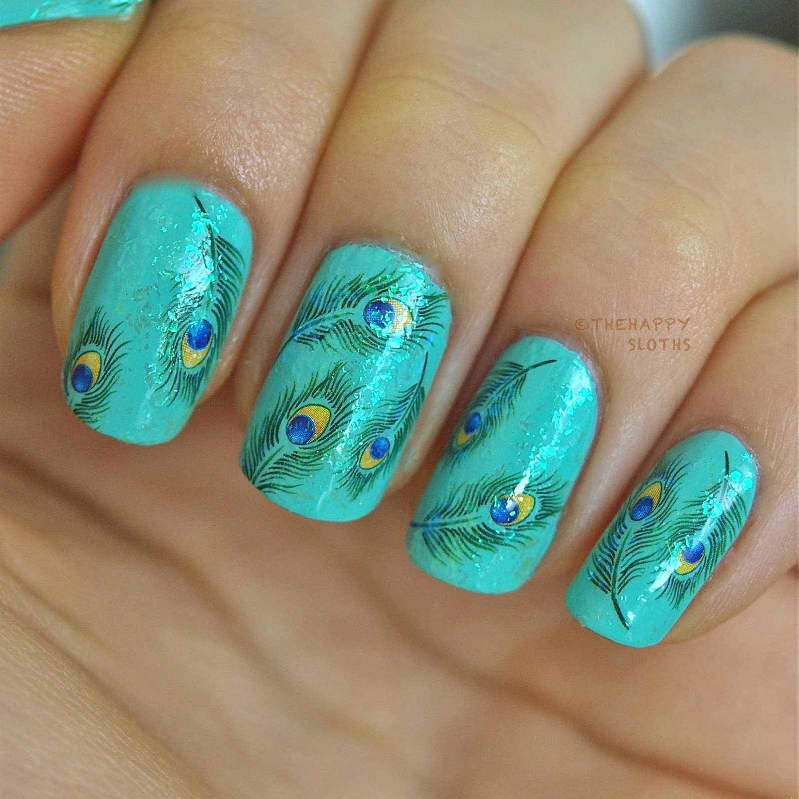 Peacock Feather Nail Art
 Peacock Feather Nails Manicure Featuring Peacock Feather