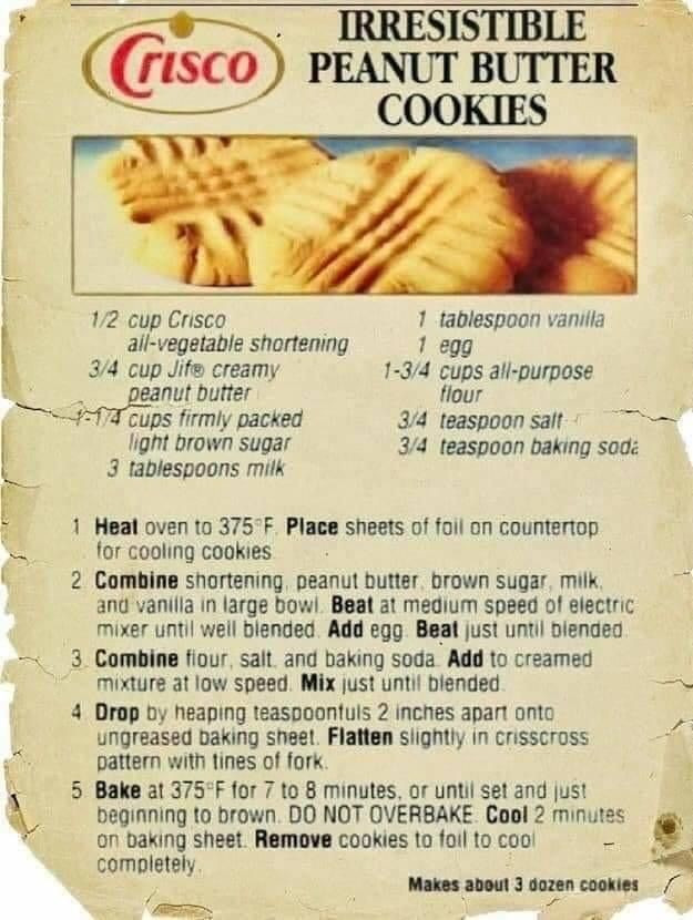 Peanut Butter Oatmeal Cookies No Shortening
 Old School Peanut Butter Cookies in 2020