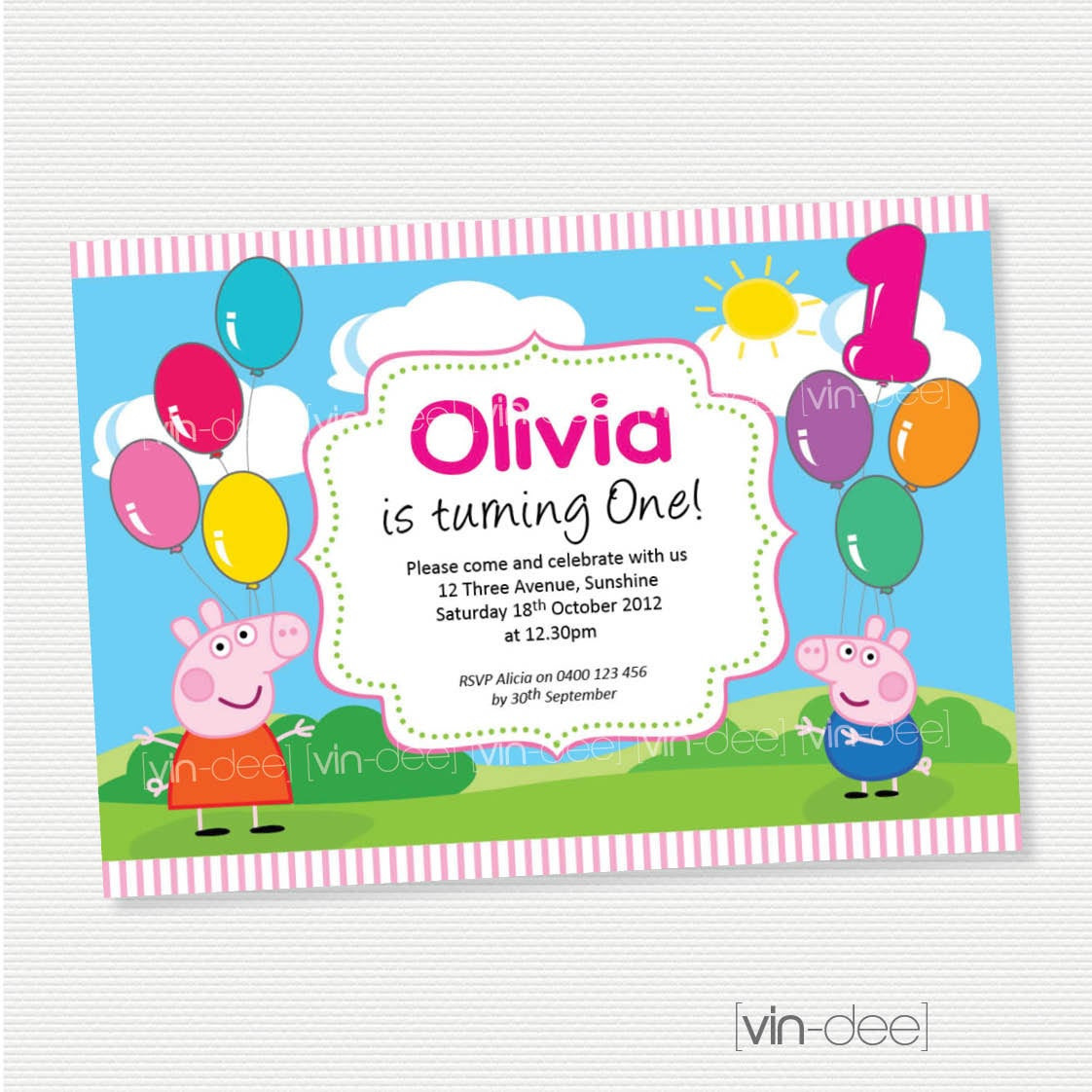 Peppa Pig Birthday Invitations
 Peppa Pig Balloons Birthday Invitation DIY Printables