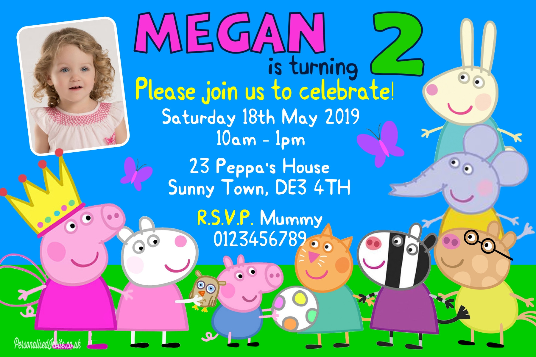 Peppa Pig Birthday Invitations
 10 Personalised Peppa Pig Birthday Party Invitations 1