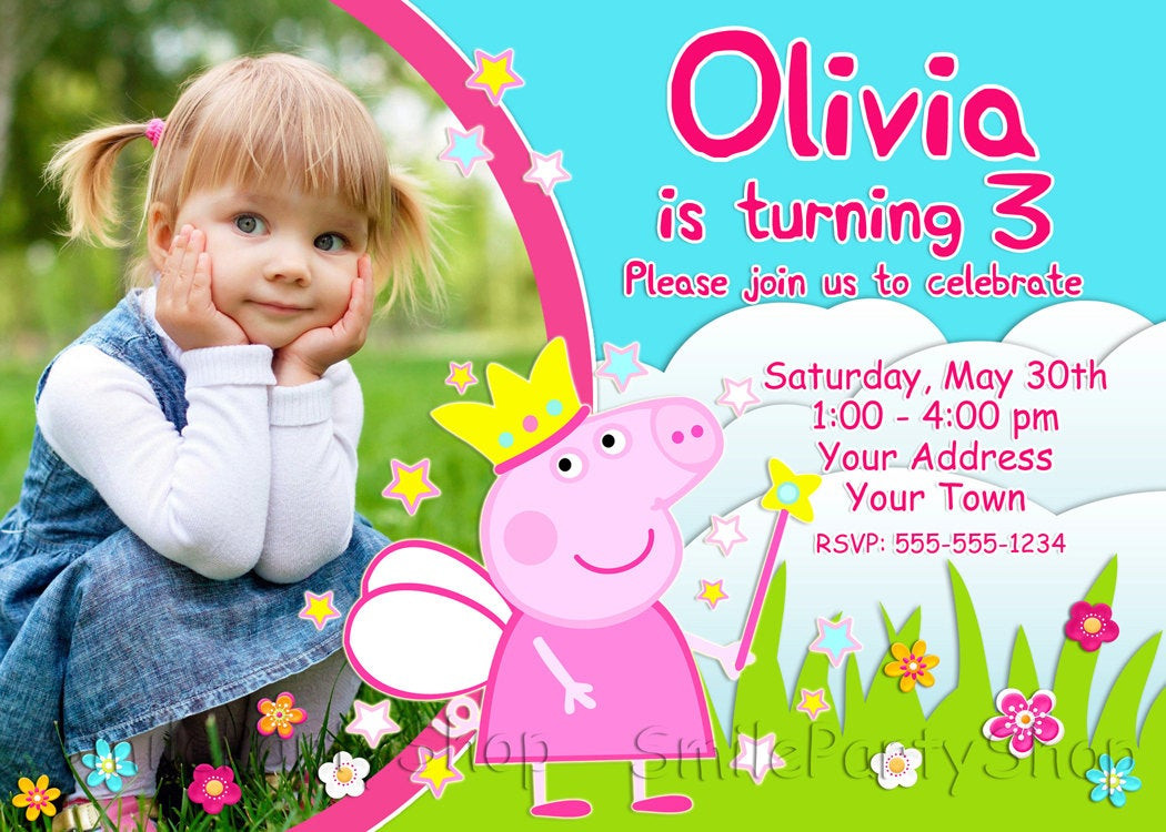 Peppa Pig Birthday Invitations
 Peppa Pig Birthday Invitation Peppa Pig Invitation by