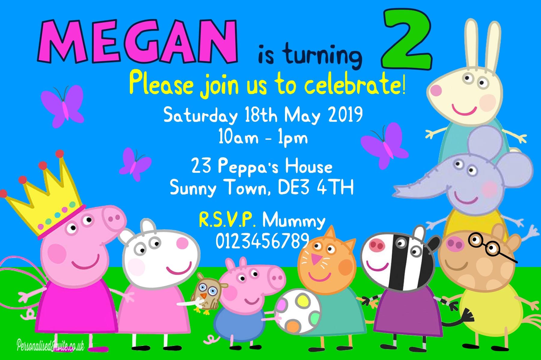 Peppa Pig Birthday Invitations
 10 Personalised Peppa Pig & George Birthday Party