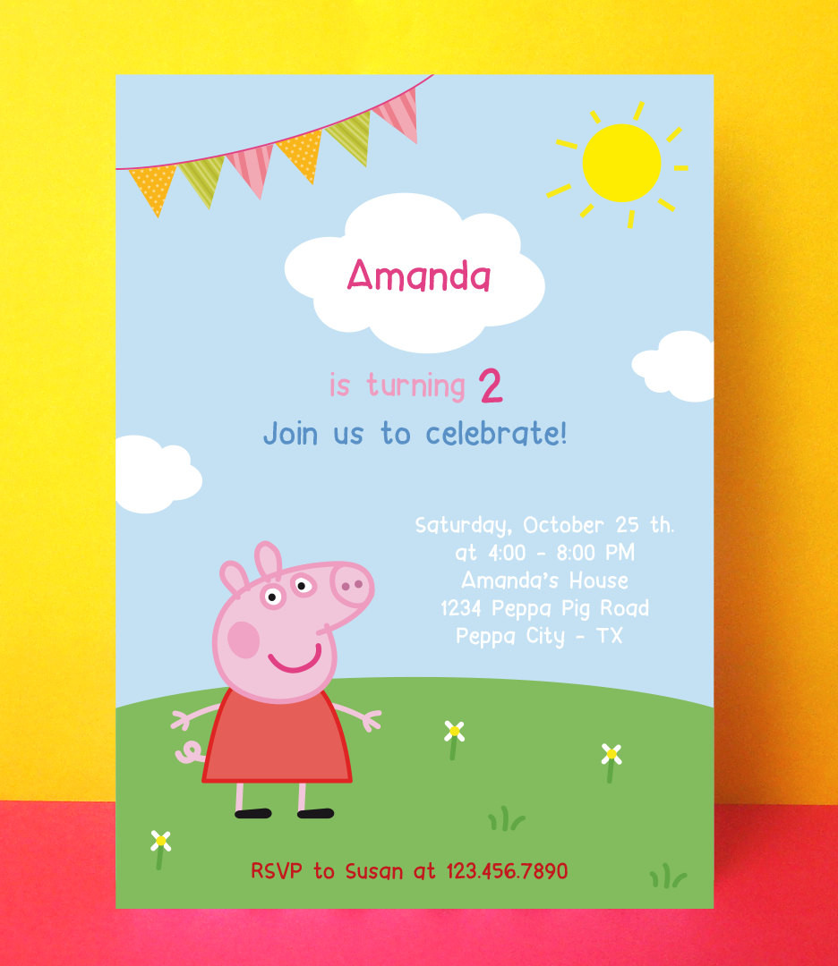 Peppa Pig Birthday Invitations
 Peppa Pig invitation Peppa pig birthday by PaperPartyDesign