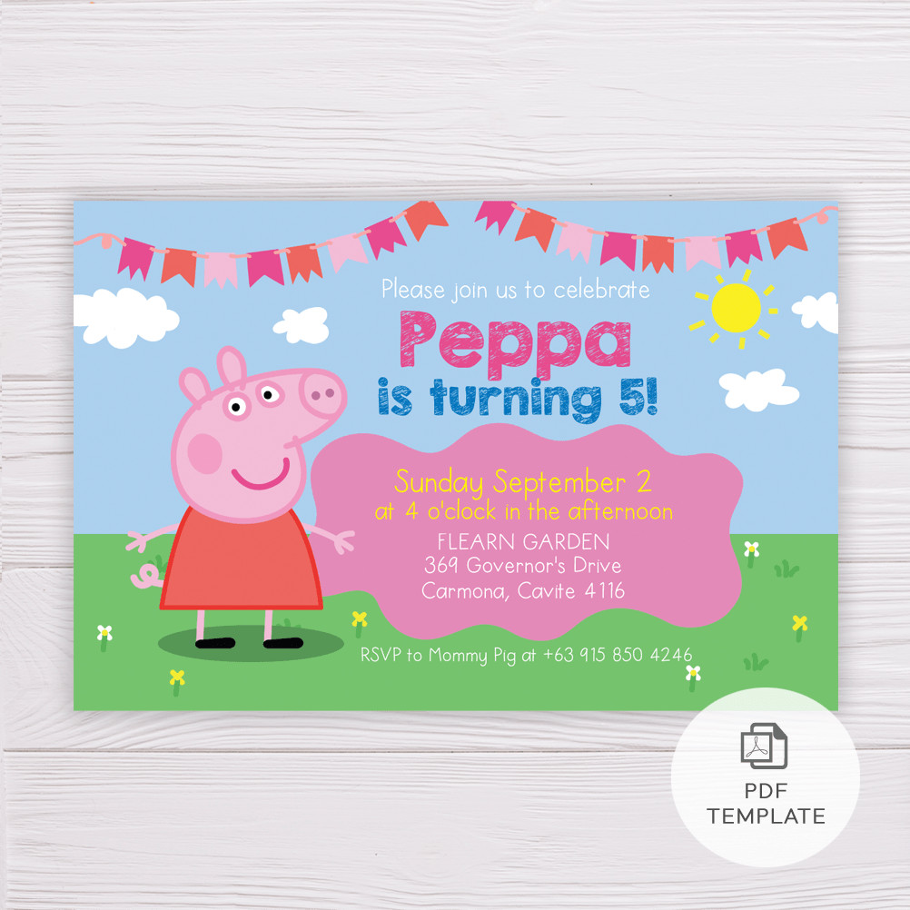 Peppa Pig Birthday Invitations
 Peppa Pig Invitation Template – Flearn Ph