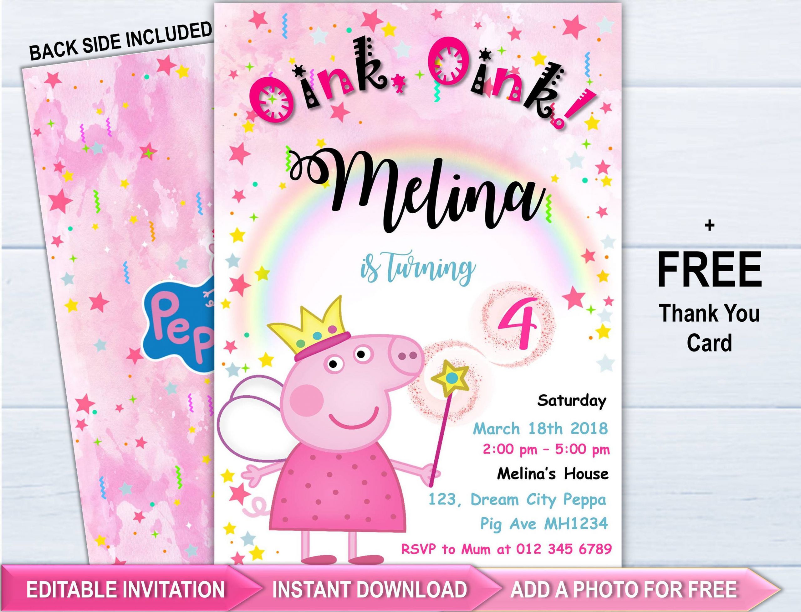 Peppa Pig Birthday Invitations
 Peppa Pig Invitation Peppa Pig Party Invitation Peppa Pig