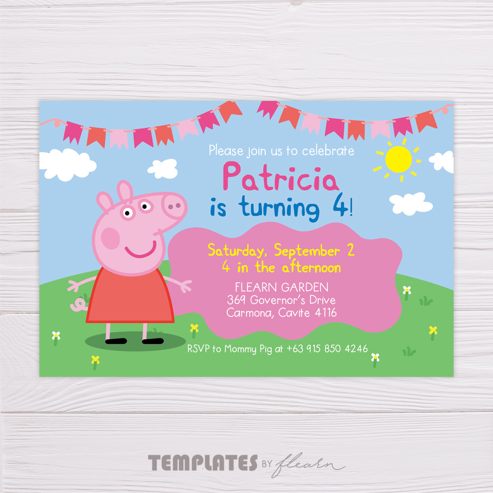 Peppa Pig Birthday Invitations
 Peppa Pig Invitation – Flearn Ph