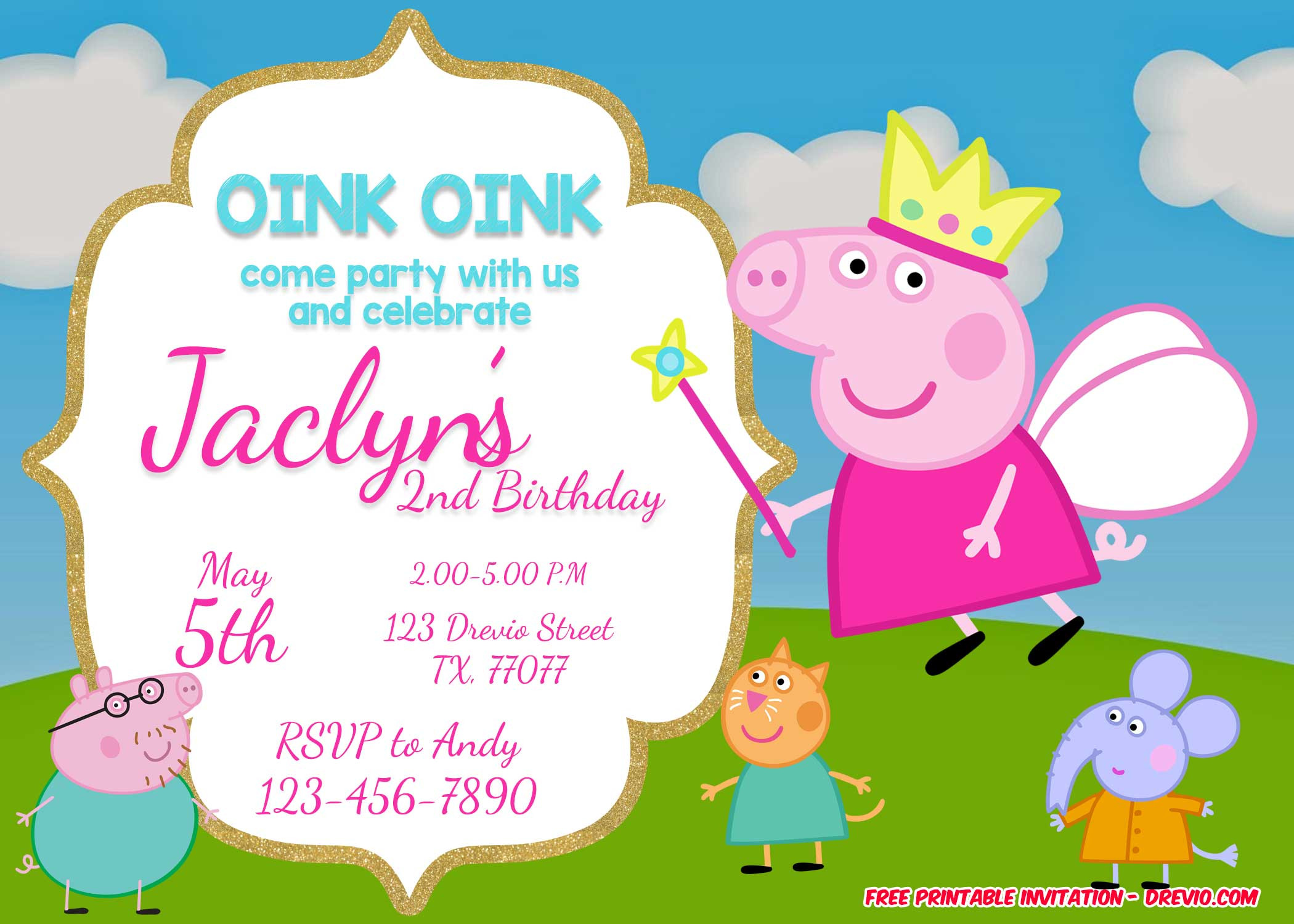 Peppa Pig Birthday Invitations
 FREE Printable Peppa Pig Invitation Template