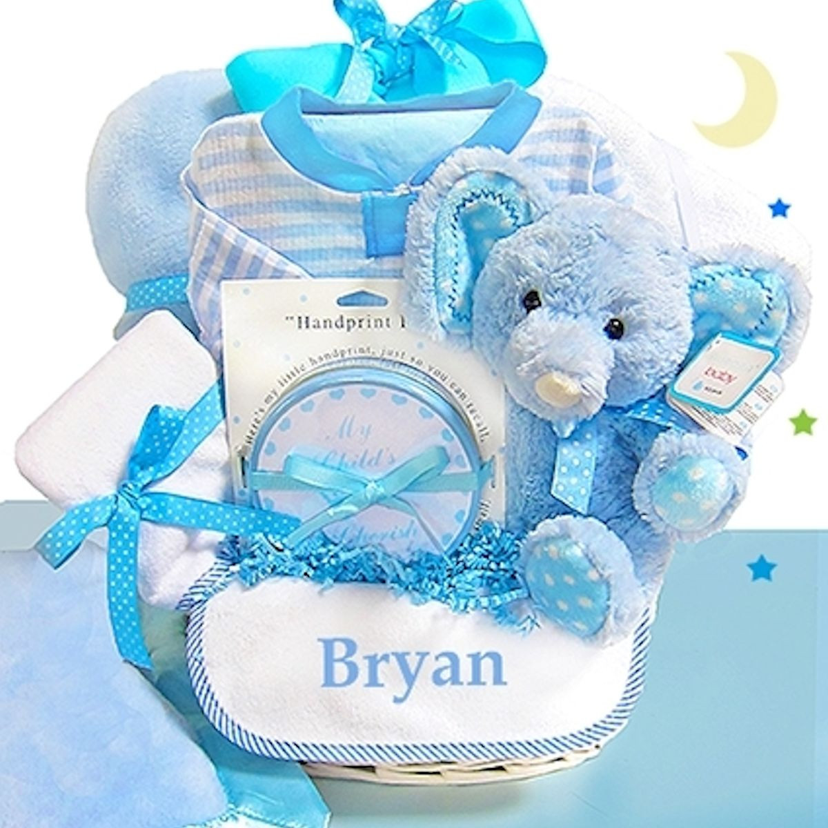 Personalized Baby Boy Gifts
 Baby Boy Gift Basket Blue Elephant