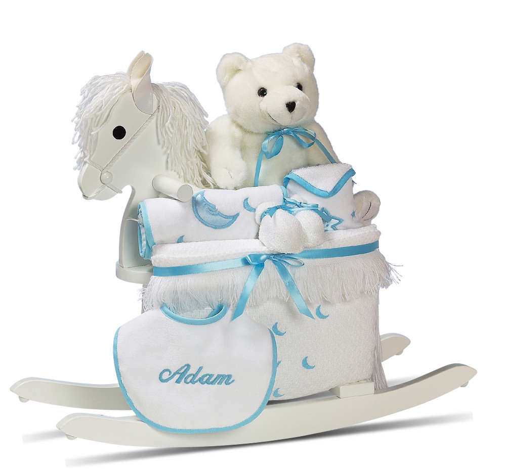 Personalized Baby Boy Gifts
 Personalized Baby Boy Gift Rocking Horse & Layette by