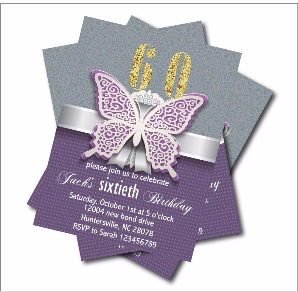 Personalized Birthday Invitations
 14 pcs lot Personalized Adult 60th Birthday Invitations