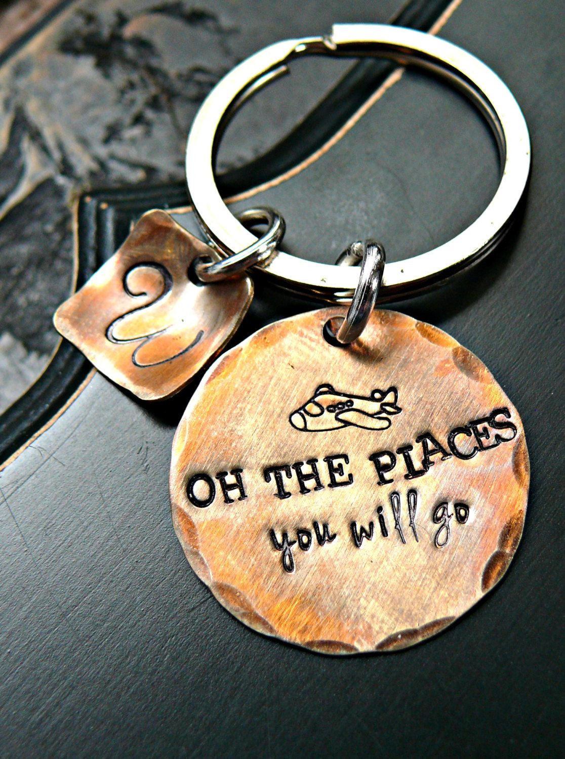 Personalized College Graduation Gift Ideas
 Hand Stamped Graduate Keychain Oh the places you will go