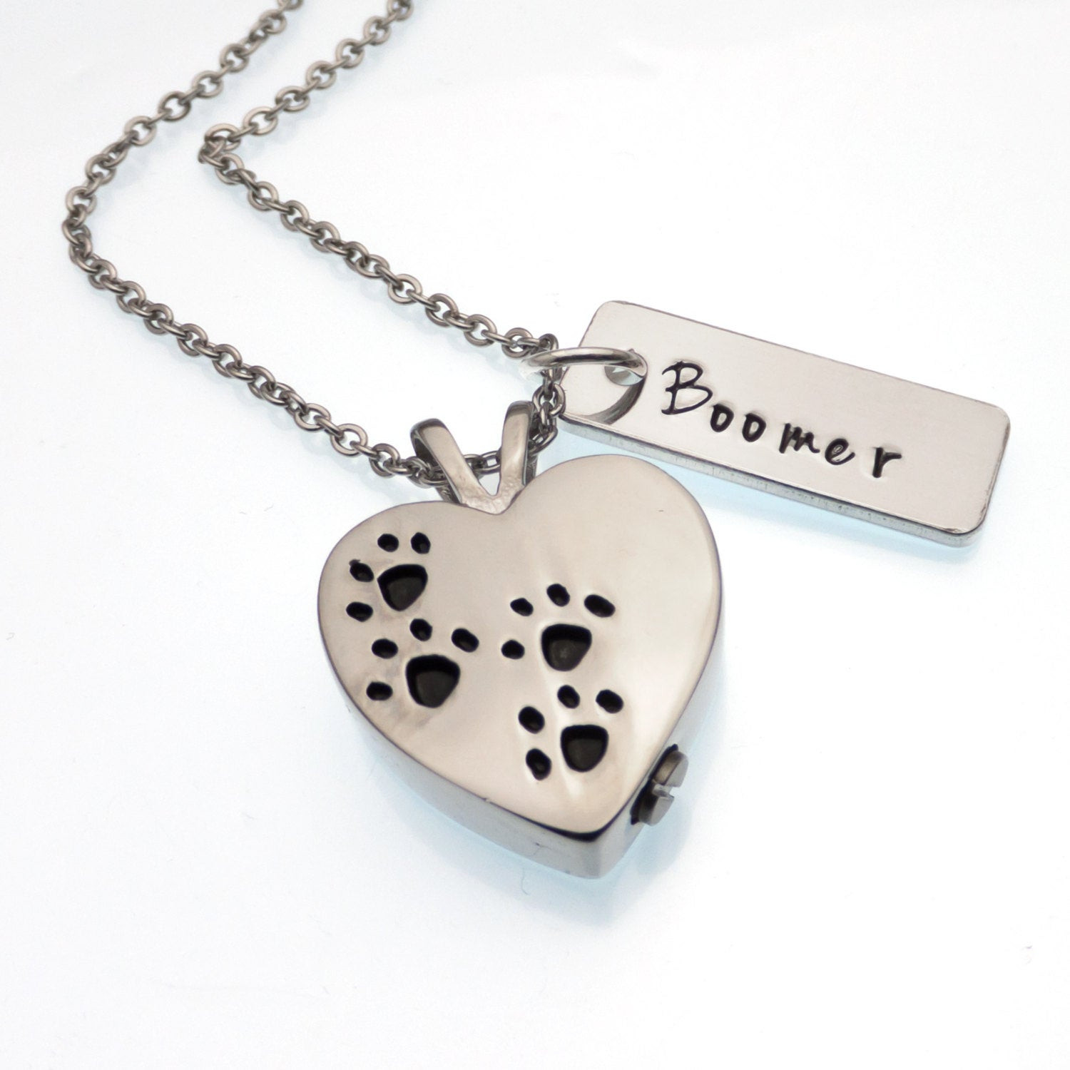 Pet Urn Necklace
 Heart Pet Urn Necklace Cremation Jewelry Paw Print