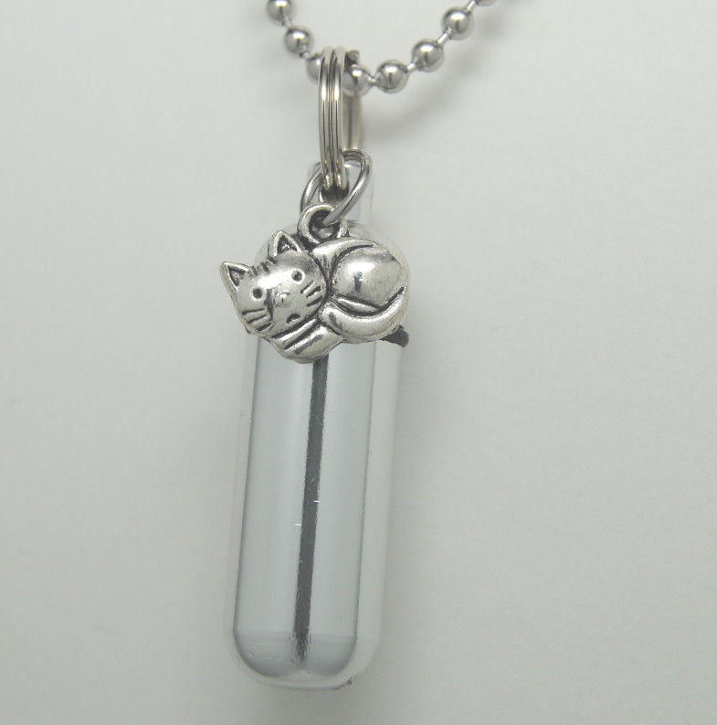 Pet Urn Necklace
 CAT CREMATION JEWELRY CAT URN NECKLACE CYLINDER PET URN